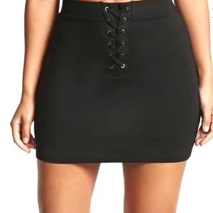 Black Lace Up Mini Skirt